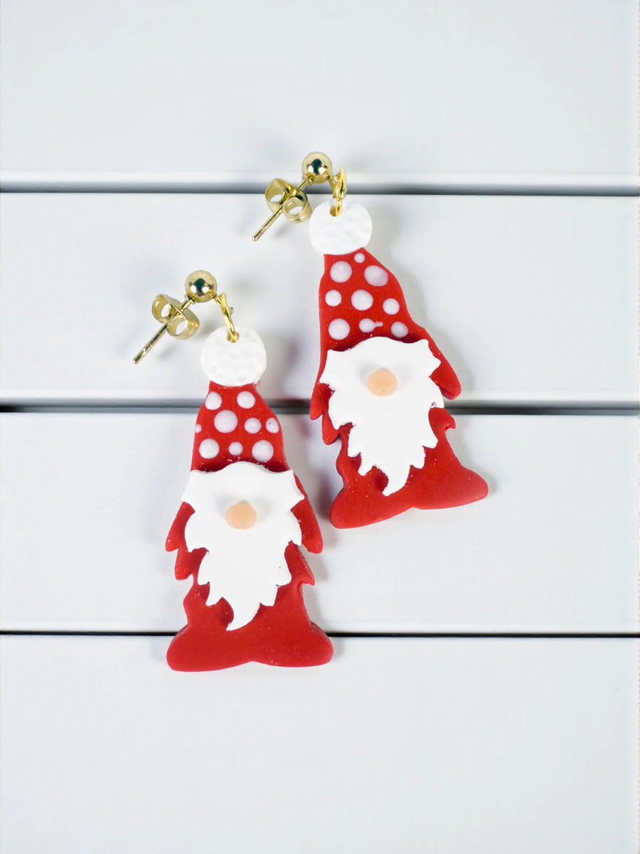 Red Polka Dot Gnome Dangles by SMYL Designs collection