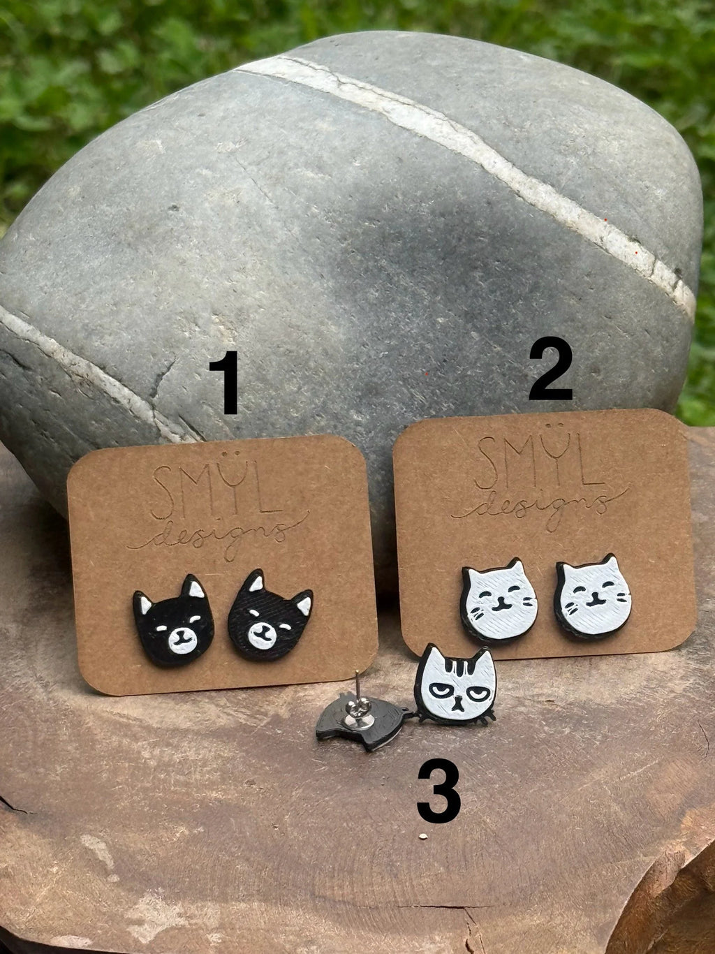 Funny Cat Face Studs by SMYL Designs