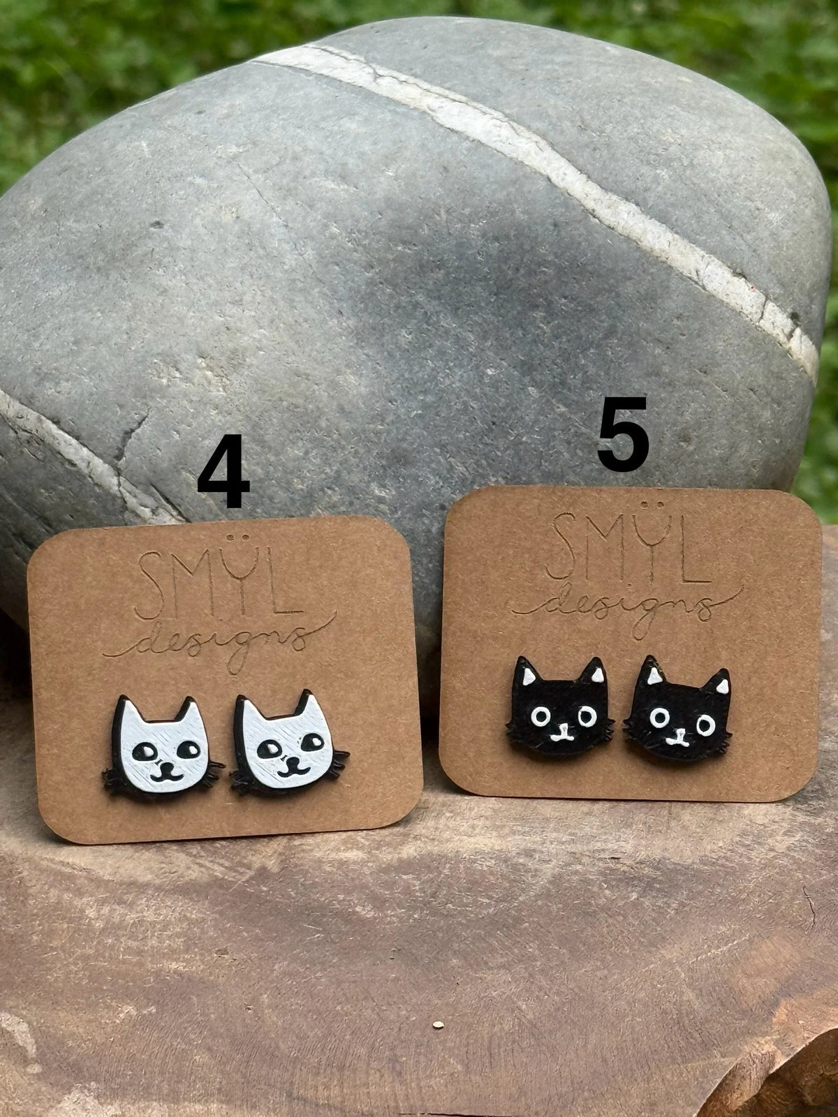 Funny Cat Face Studs, product view 2