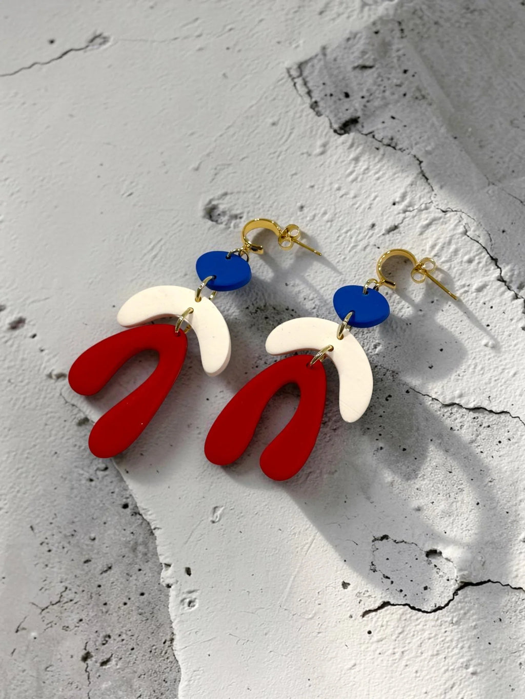 Abstract Patriotic Dangle Earrings, product view 3