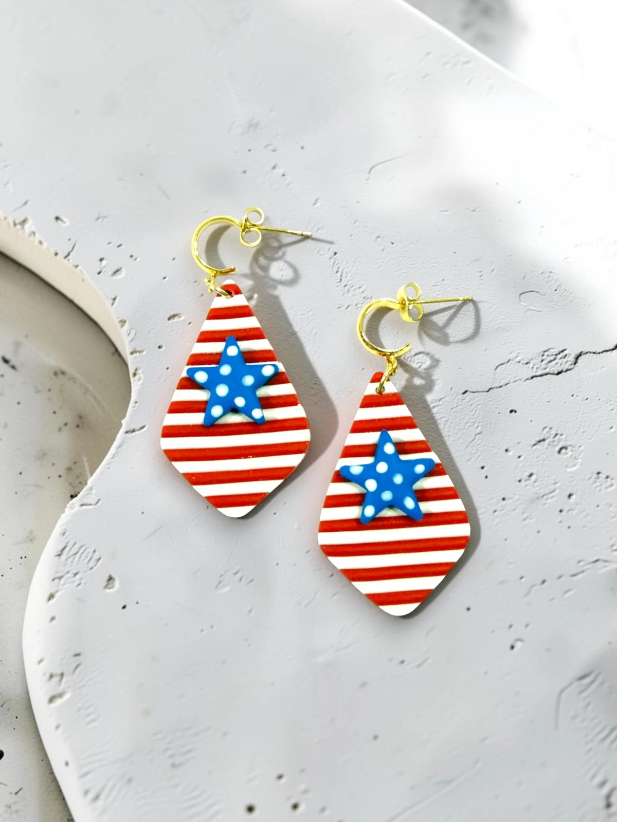 Polka Dot Star and Red and White Striped Dangles by SMYL Designs