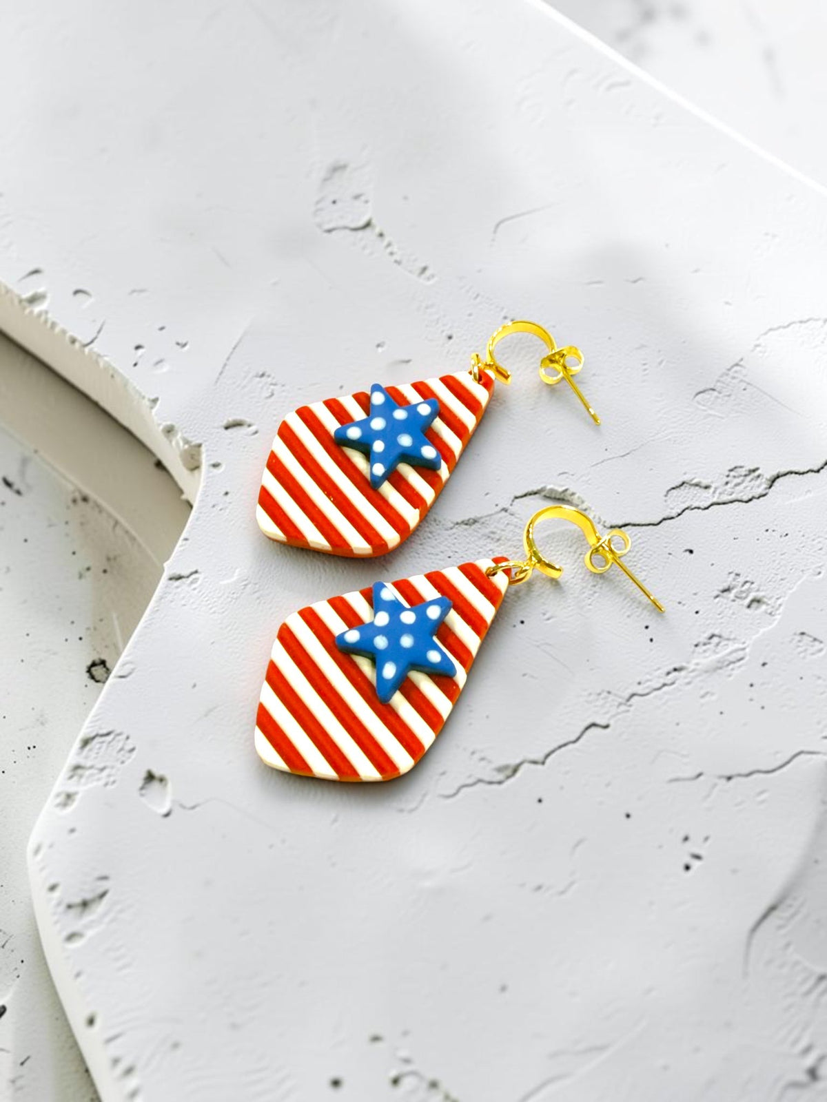 Polka Dot Star and Red and White Striped Dangles, product view 2