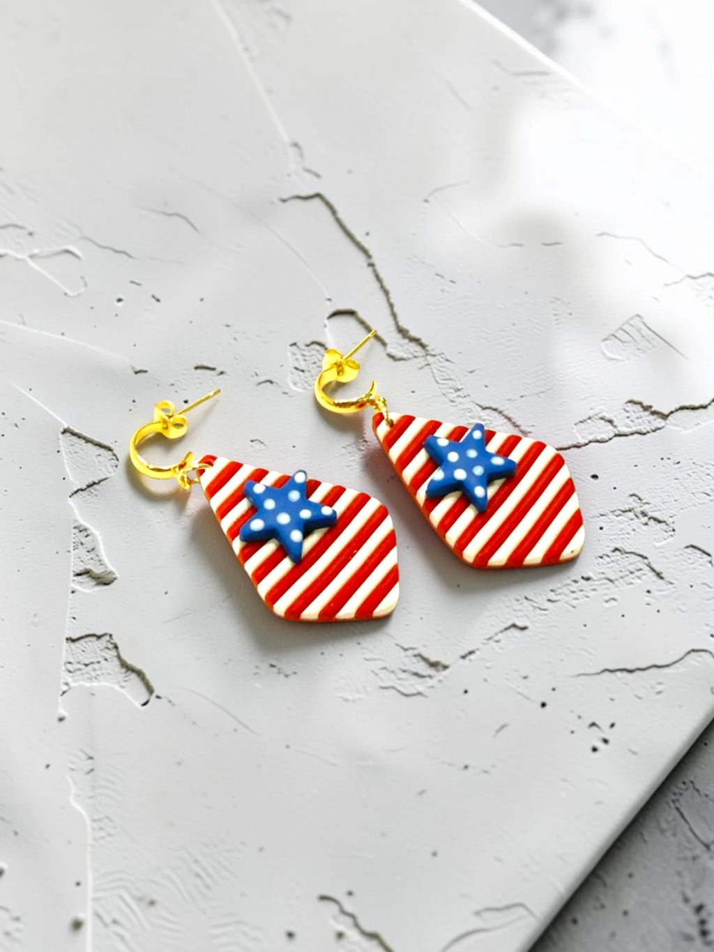 Polka Dot Star and Red and White Striped Dangles, product view 3