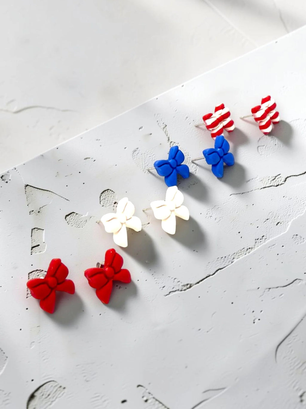Patriotic Bow Stud Earrings, product view 4