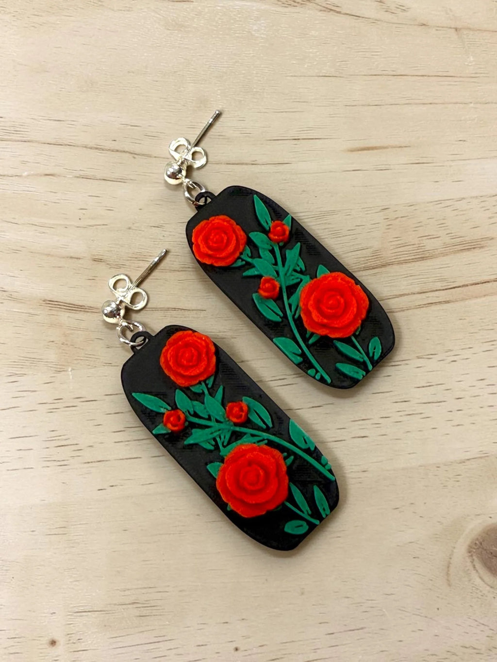 Red Rose Dangle Earrings, product view 4