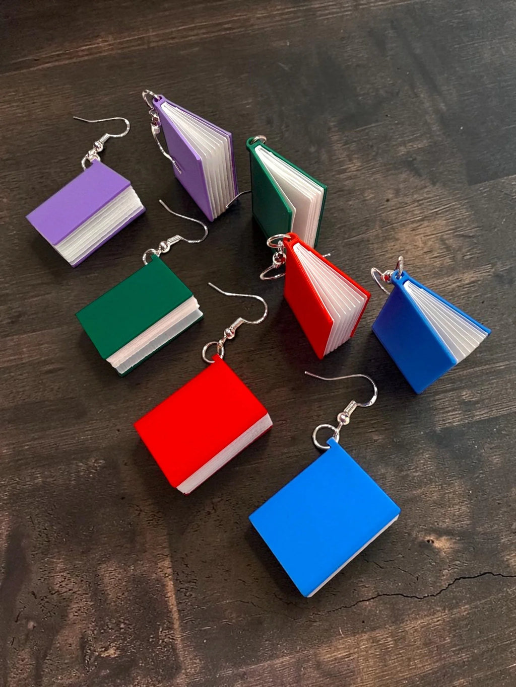 Literary Love book earrings shown in another color