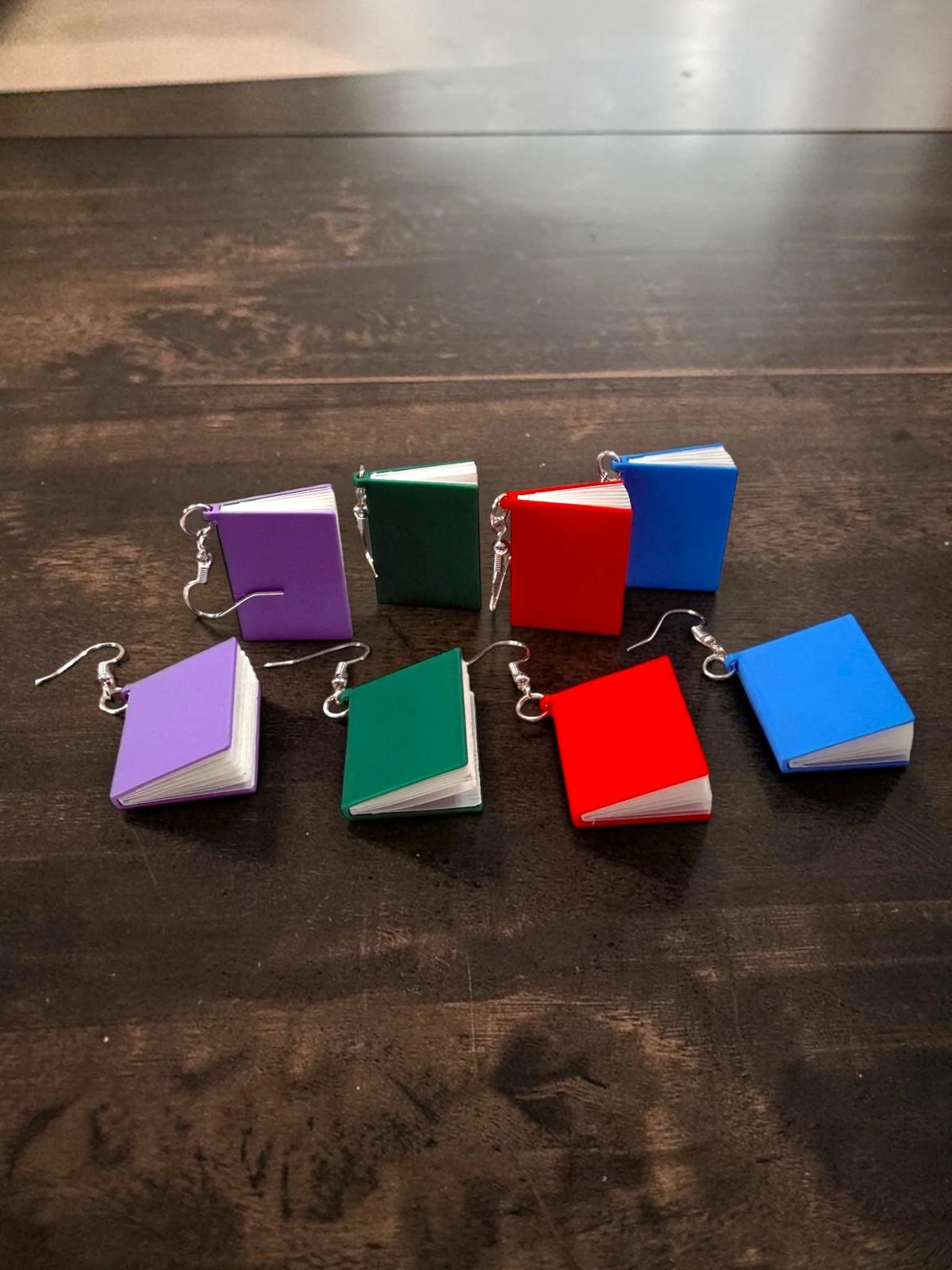 Literary Love book earrings and hypoallergenic hooks