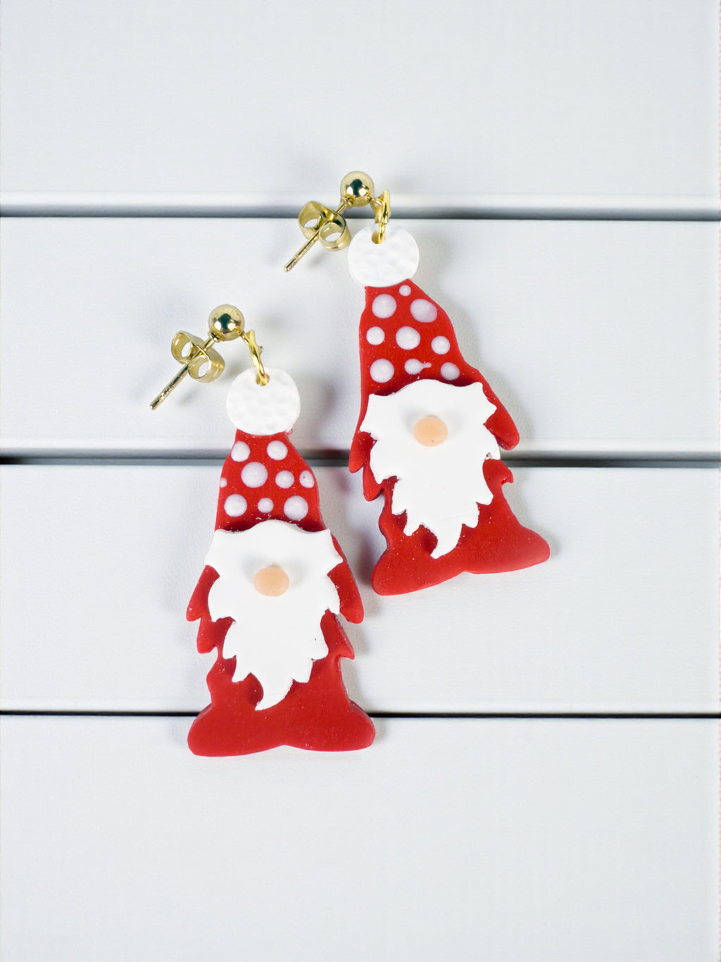 Red Polka Dot Gnome Dangles by SMYL Designs