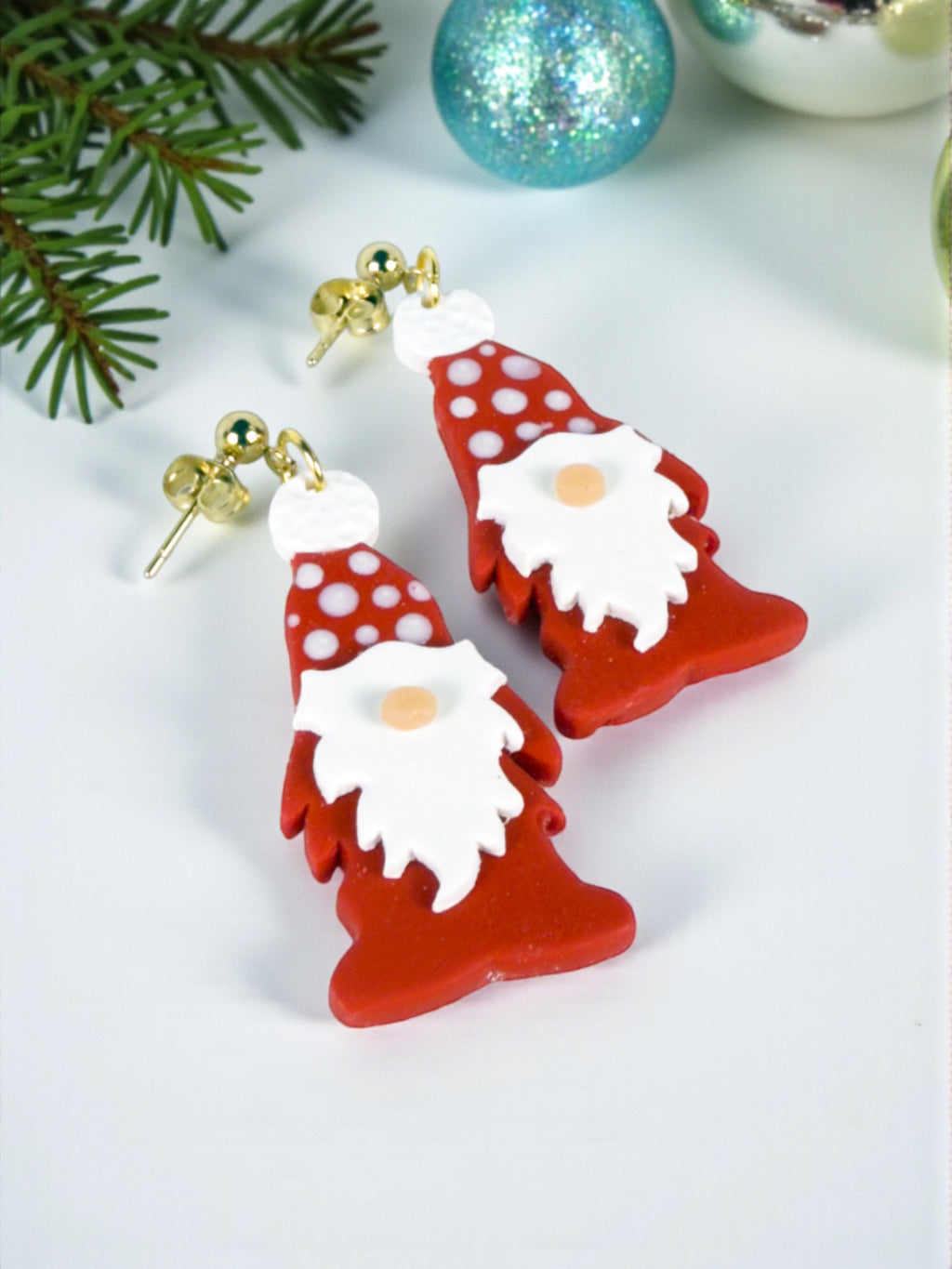 Red Polka Dot Gnome Dangles, product view 2