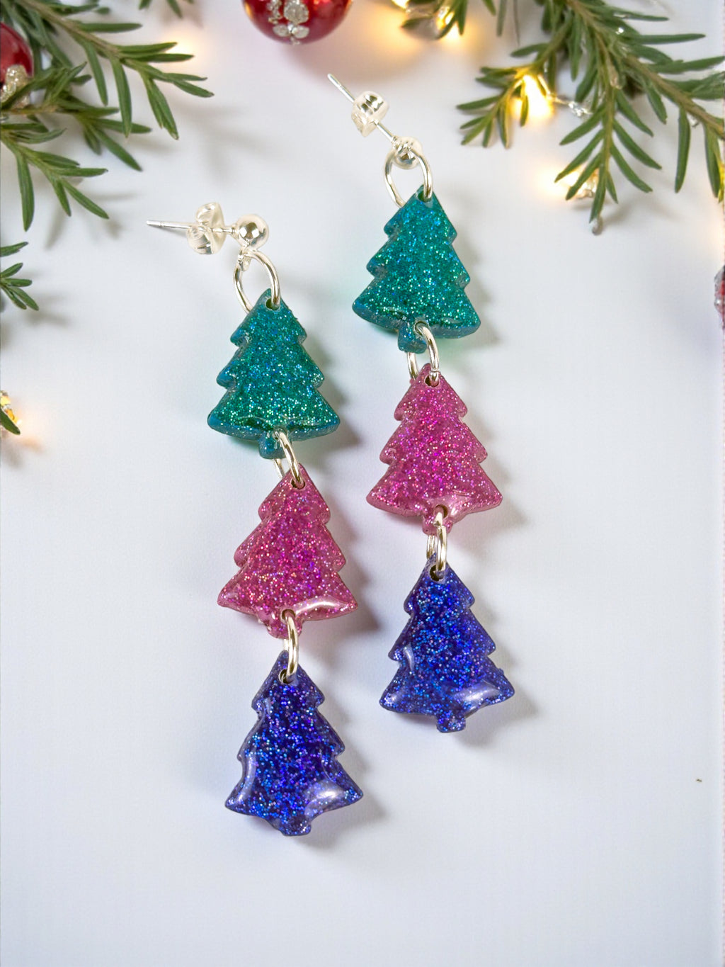 Trio of Christmas Trees Dangles by SMYL Designs