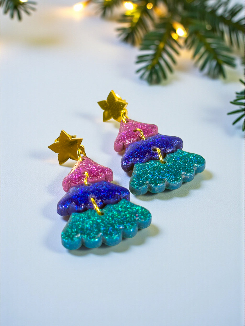 Glitter Christmas Tree Dangles, product view 2