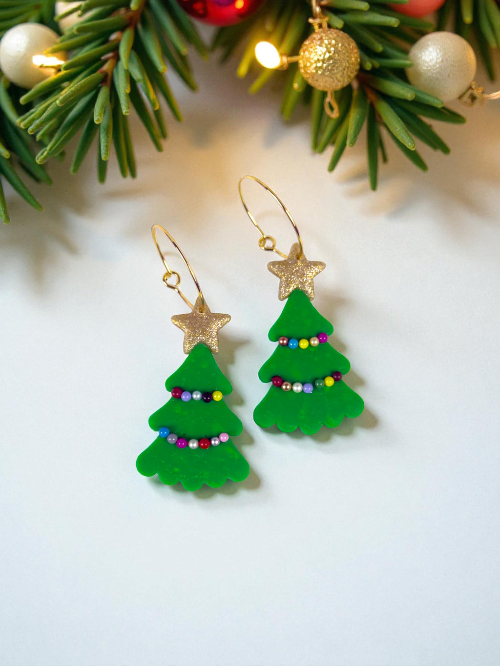 Classic Green Christmas Tree Dangles, product view 2