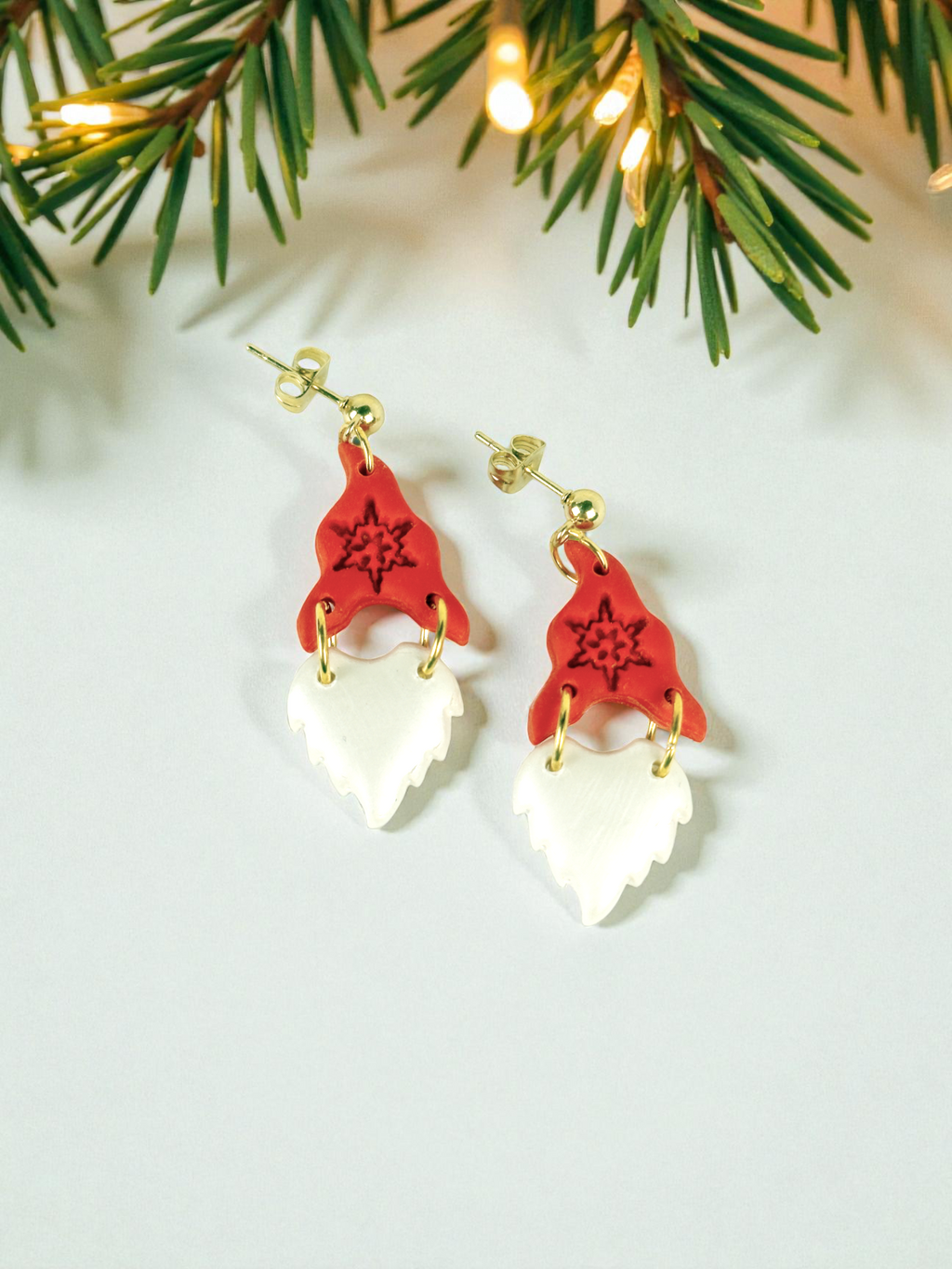 Gnome Hat and Beard Dangles - Red, product view 2