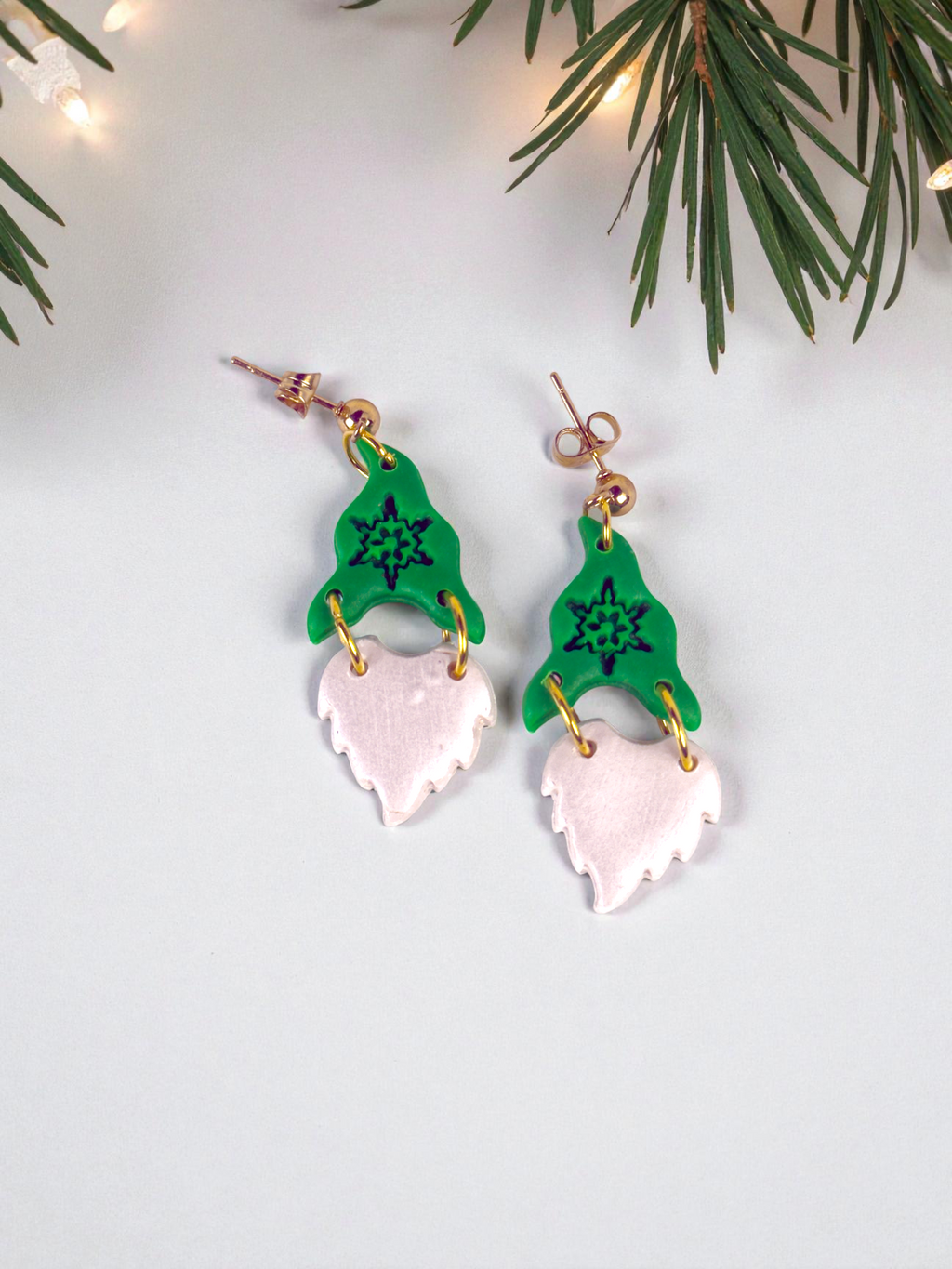 Gnome Hat and Beard Dangles - Green, product view 2