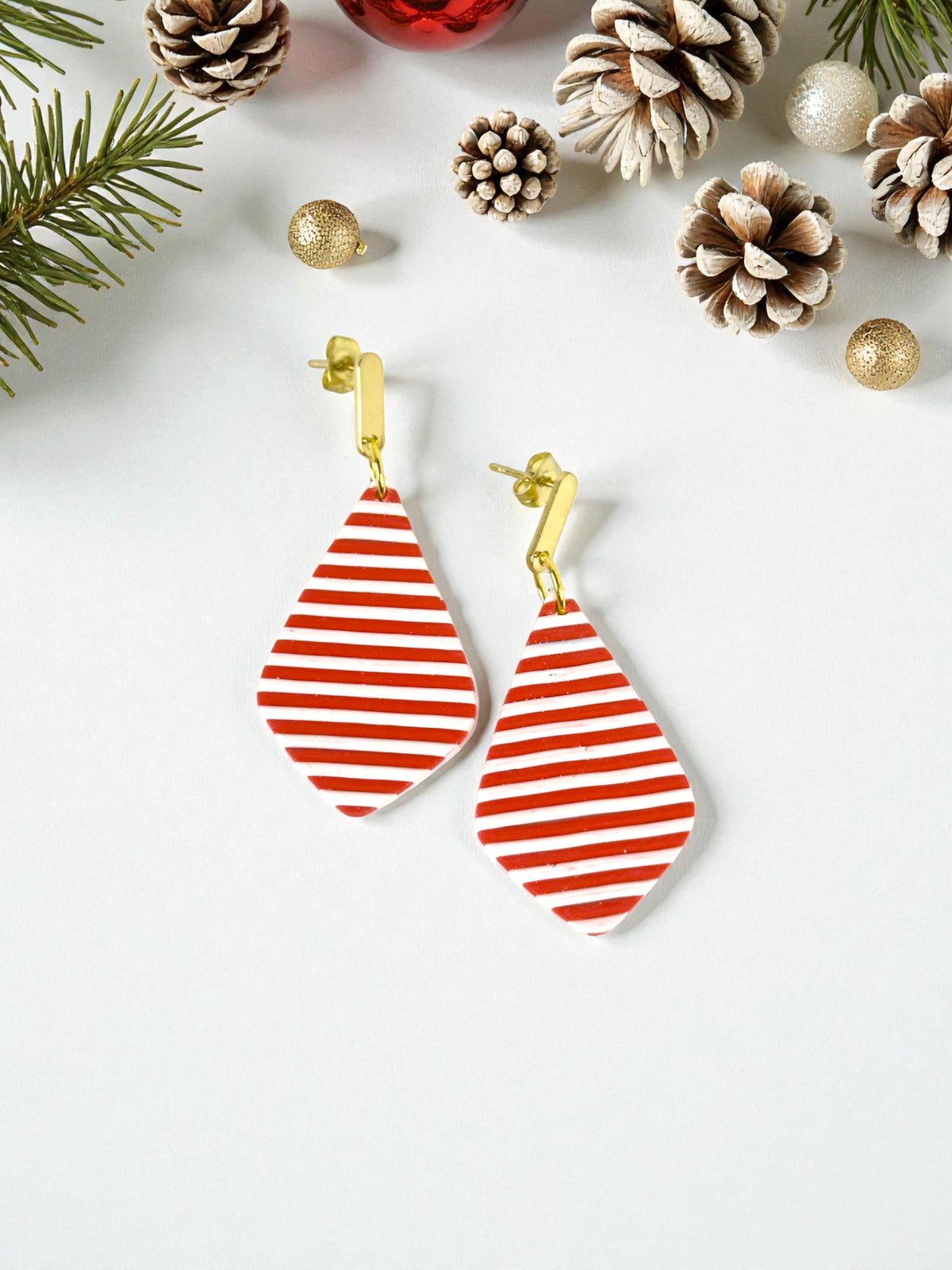 Red and White Striped Dangles, product view 2
