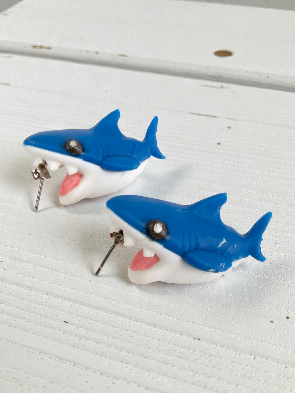 Chomping Shark Earrings, product view 2