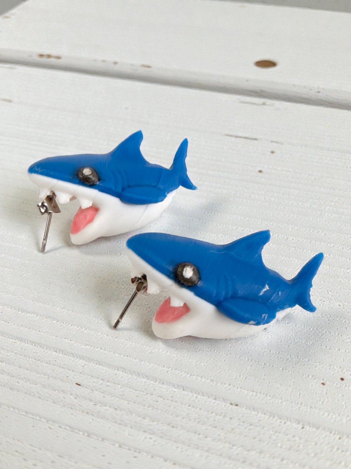 Chomping Shark Earrings, product view 2