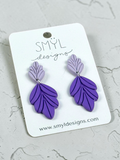 Purple botanical leaf dangle earrings by SMYL Designs