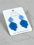 Blue botanical leaf dangle earrings by SMYL Designs