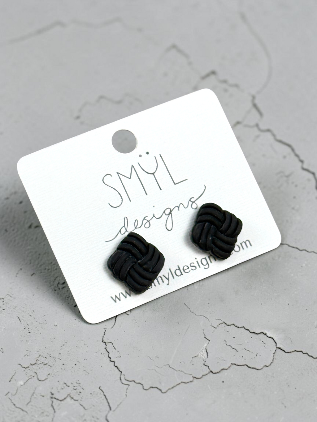 Black Celtic knot stud earrings