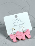 Pink large-bow hoop earrings