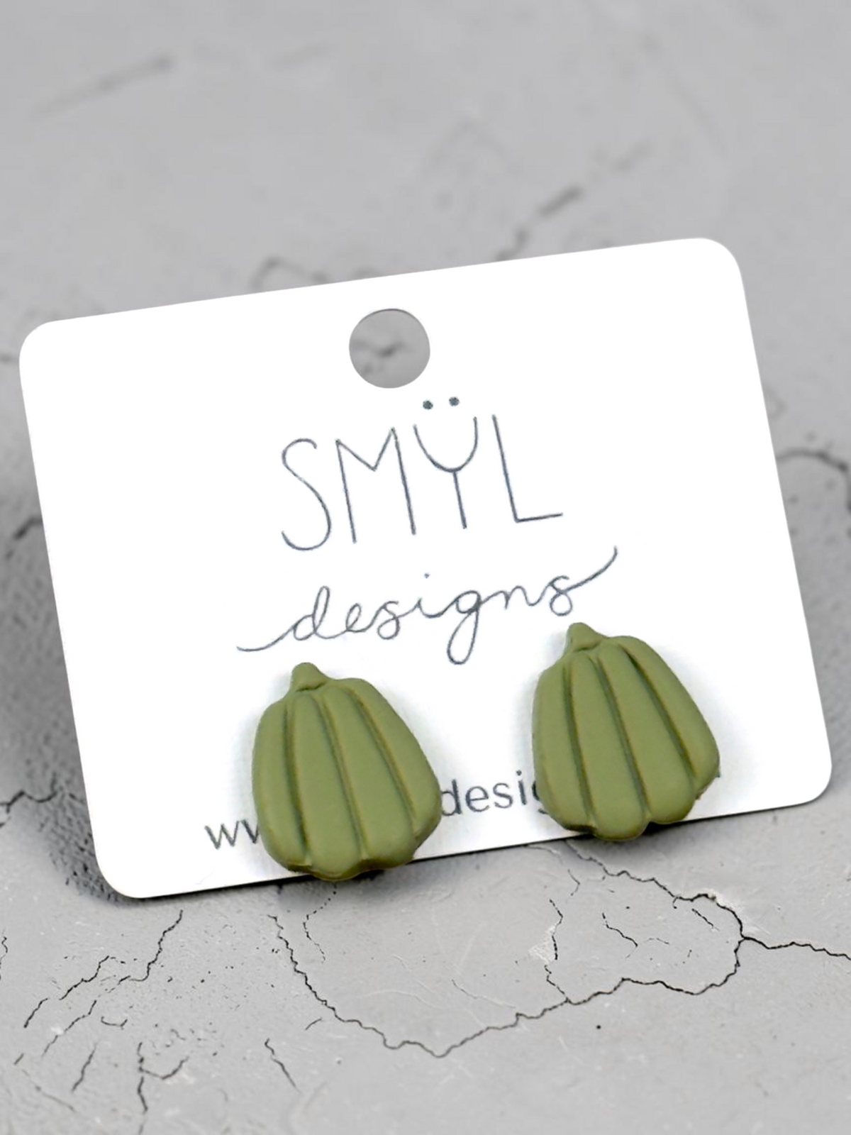 Sage tall pumpkin stud earrings by SMYL Designs