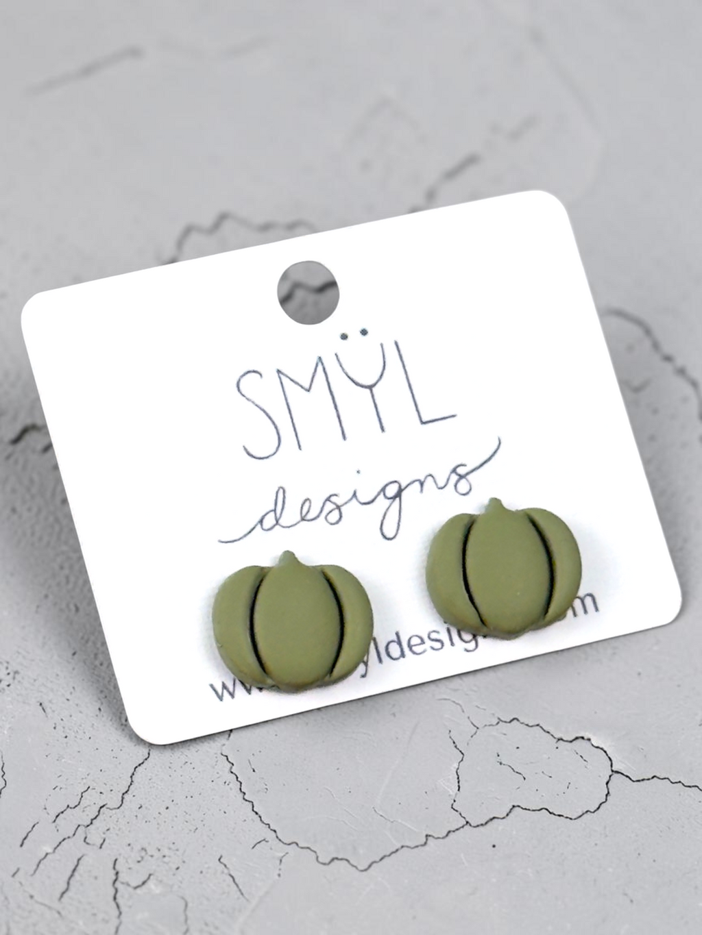 Sage short pumpkin stud earrings by SMYL Designs