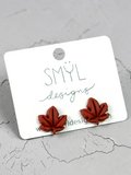 Rust oak leaf stud earrings by SMYL Designs