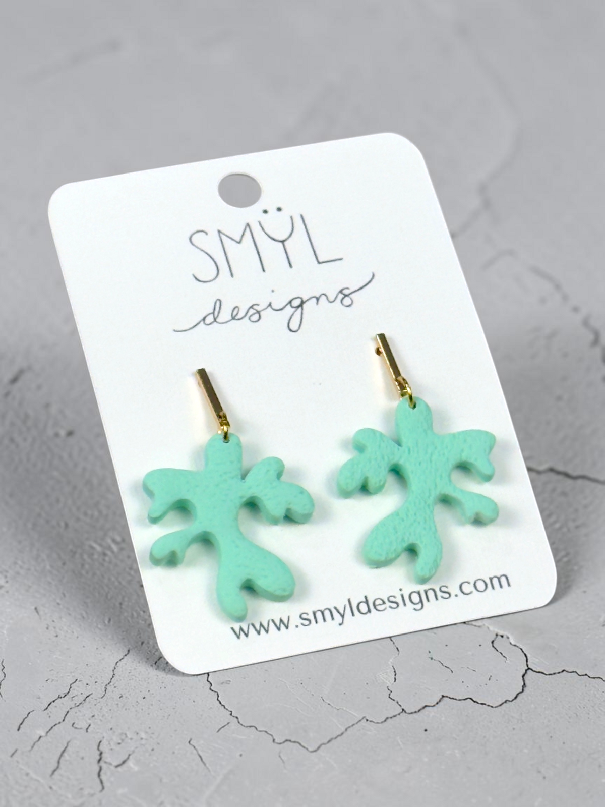 Coral Dangles, mint with gold-tone hardware by SMYL Designs