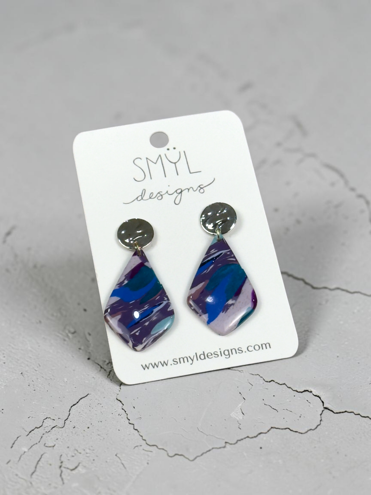 Abstract Purple and Blue Dangle Earrings by SMYL Designs