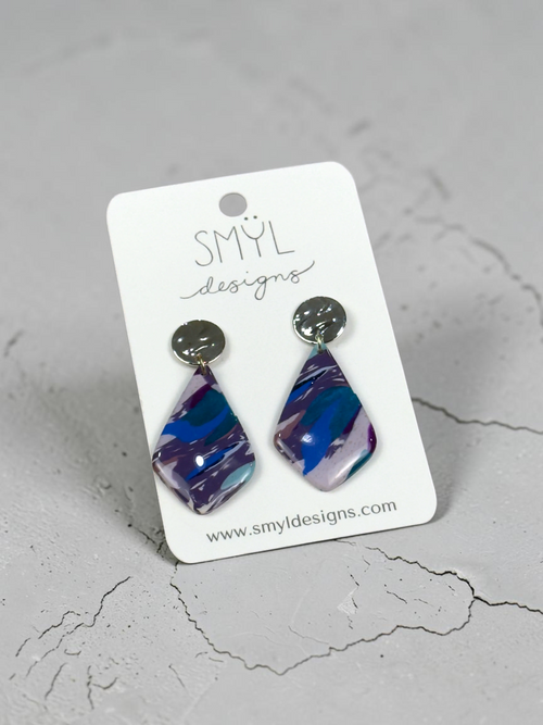 Abstract Purple and Blue Dangle Earrings by SMYL Designs