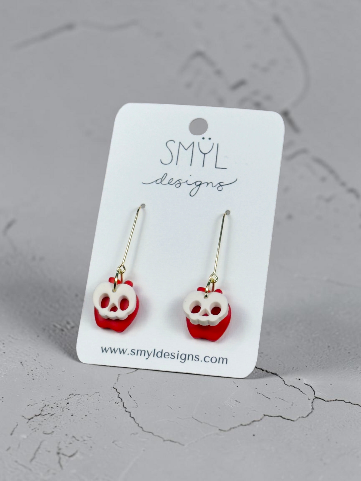Mini Apple Skull Dangle Earrings by SMYL Designs