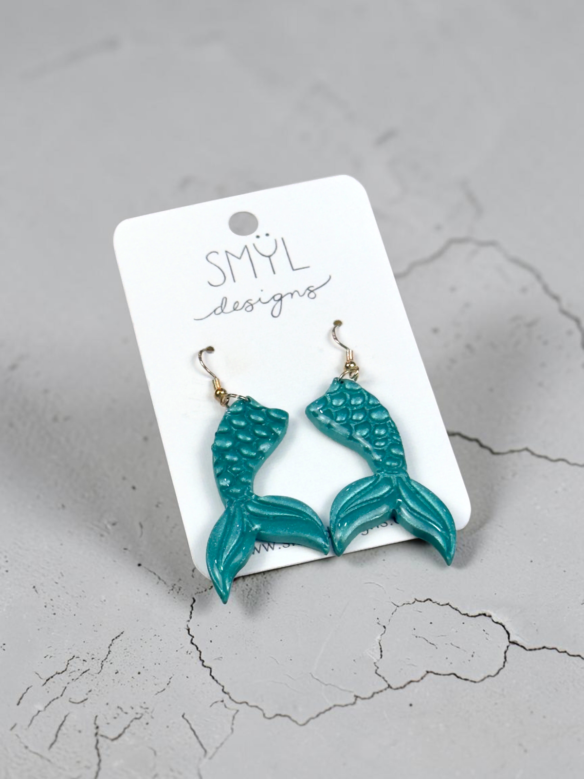Teal Mermaid Tail Dangle Earrings by SMYL Designs