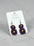 Purple Double Daisy Dangle Earrings by SMYL Designs