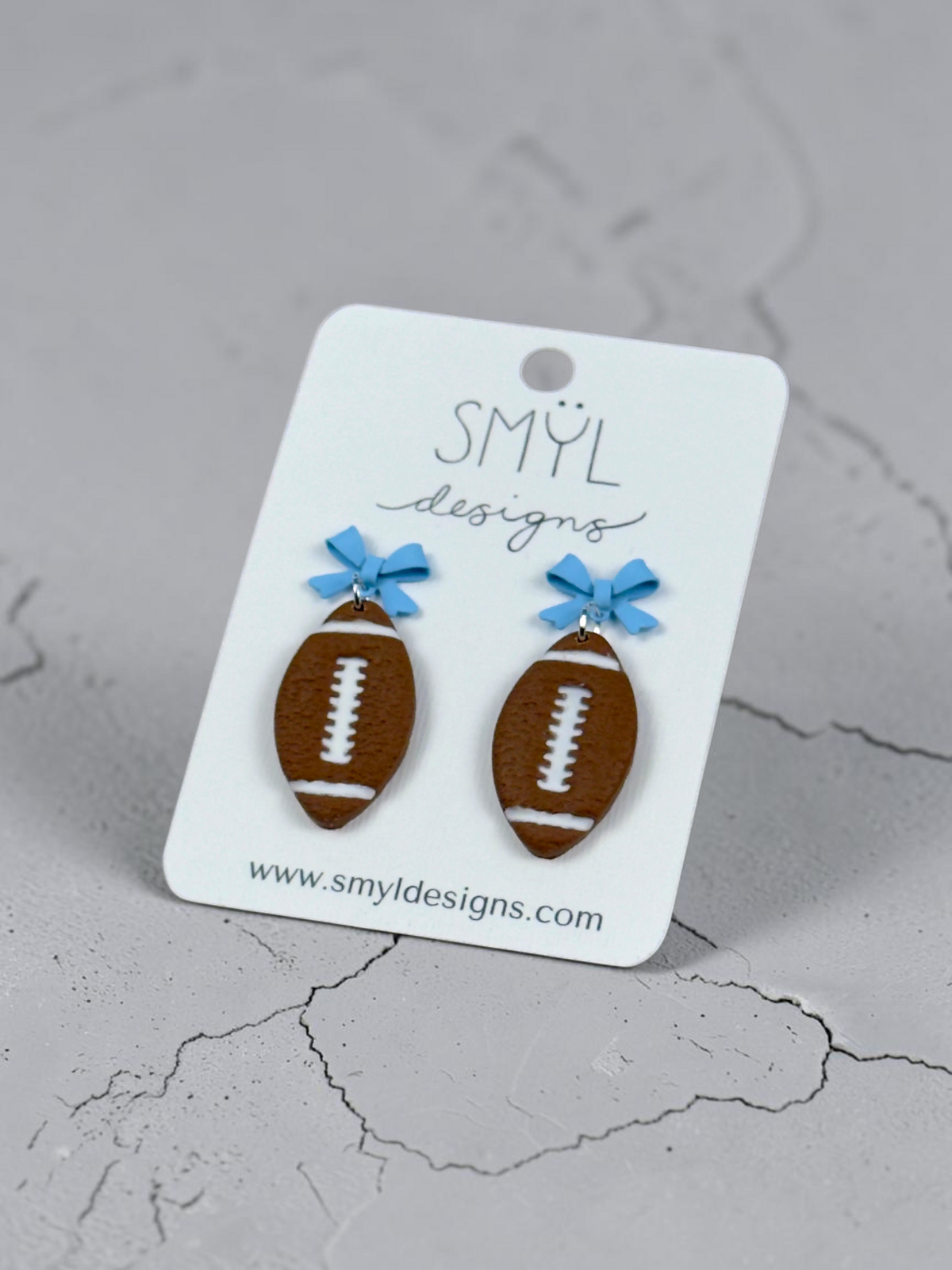 Football Bow Dangle Earrings by SMYL Designs