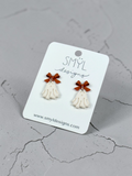 Orange Bow Ghost Dangle Earrings by SMYL Designs