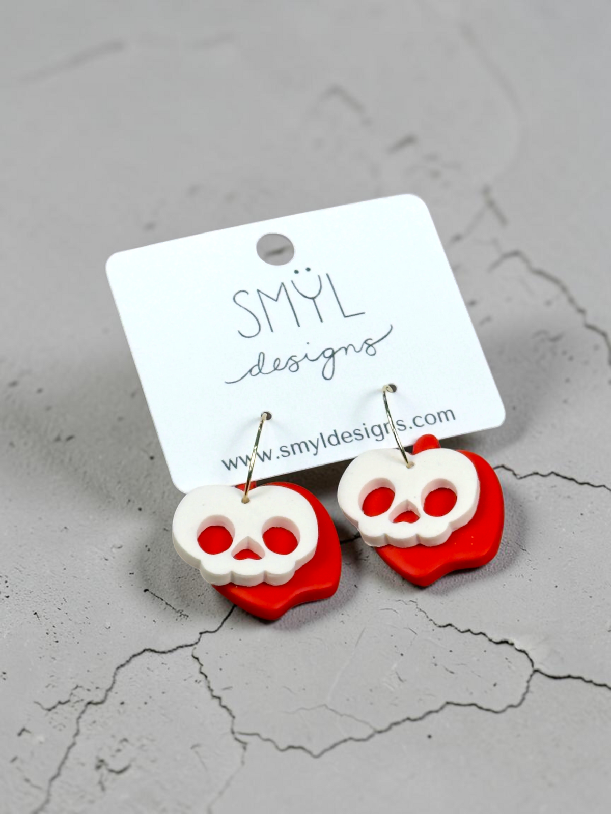 Apple Skull Dangle Earrings by SMYL Designs