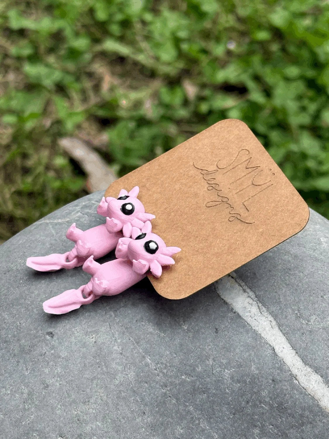 Hanging Axolotl Earrings, product view 3