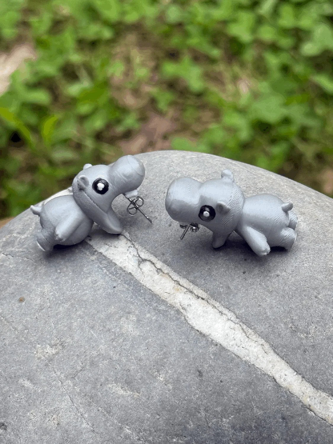 Chomping hippo earrings shown from another angle