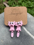 Hanging Axolotl Earrings by SMYL Designs